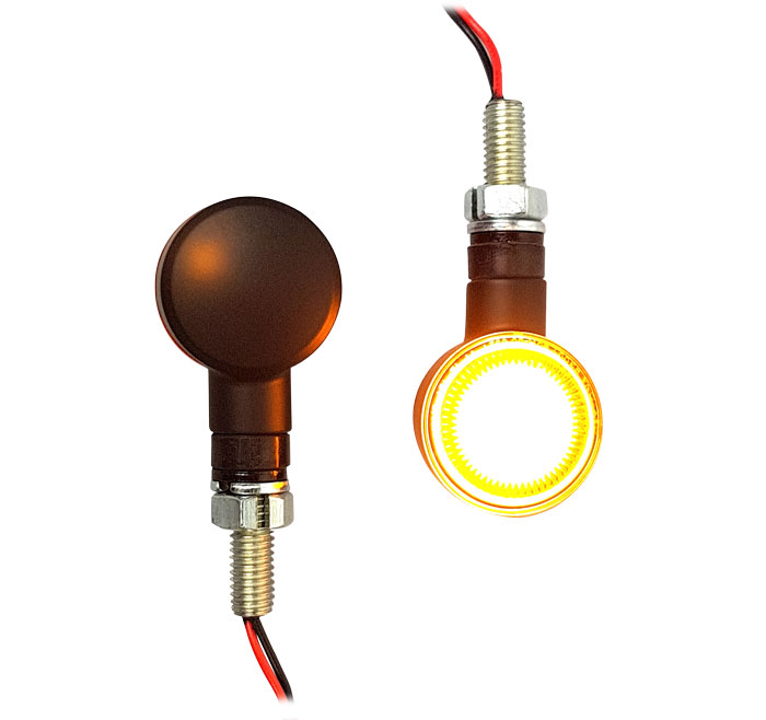 Hochwertige LED Blinker mit mattschwarzem Aluminiumgehäuse, Paar